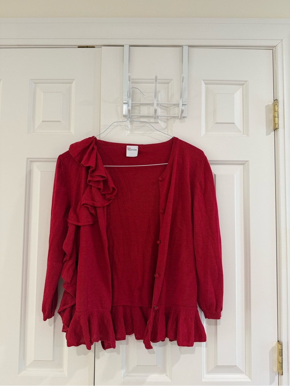 RED Valentino Red Ruffle-Trim Cardigan